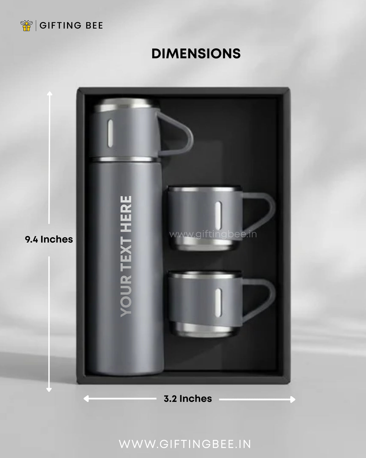 PERSONALISED VACCUME INSULATED FLASK SET - GRAY