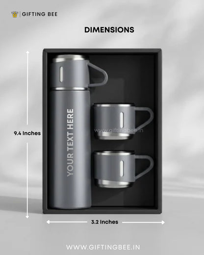 PERSONALISED VACCUME INSULATED FLASK SET - GRAY