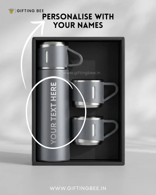 PERSONALISED VACCUME INSULATED FLASK SET - GRAY