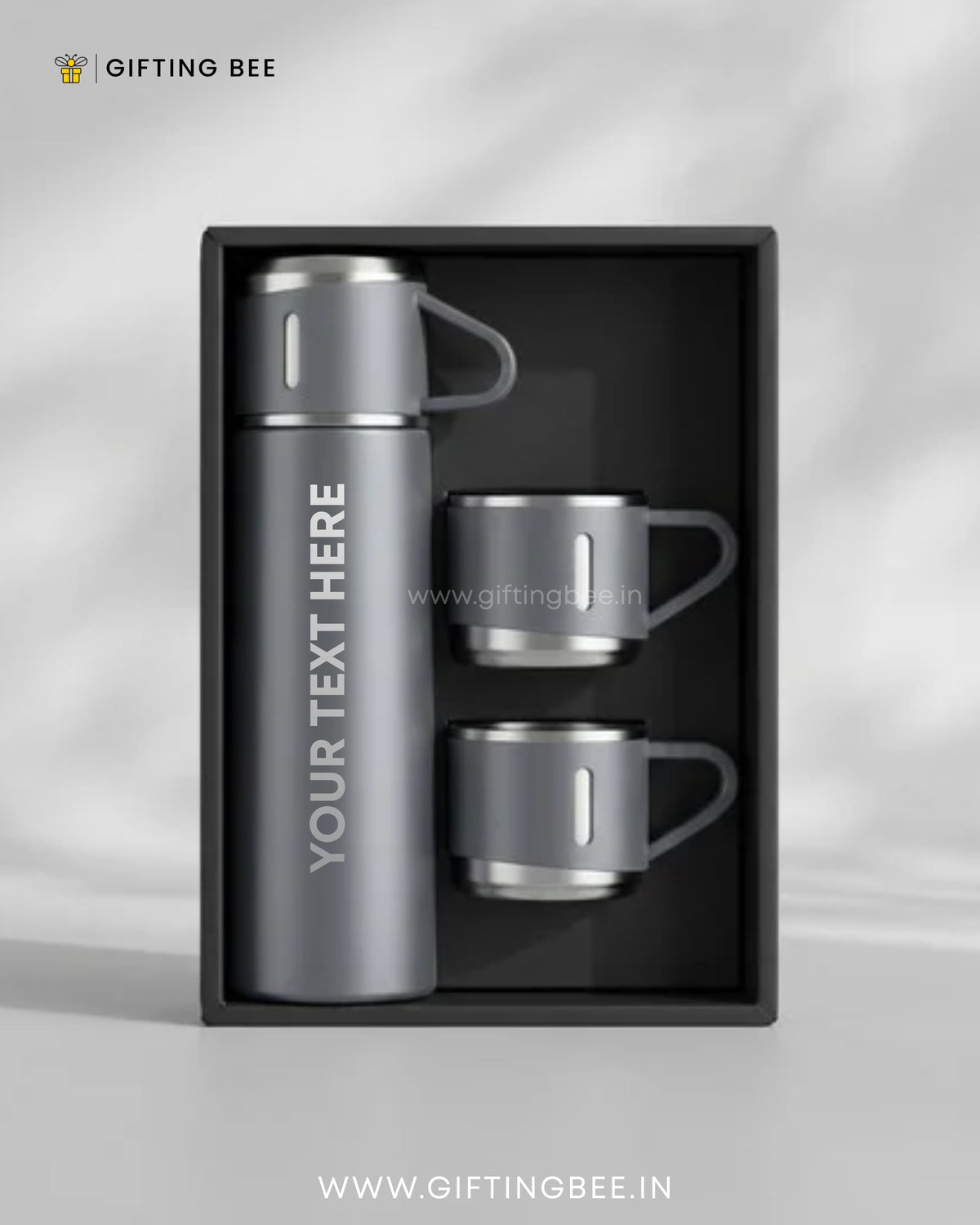 PERSONALISED VACCUME INSULATED FLASK SET - GRAY