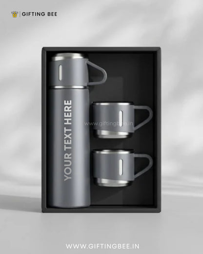 PERSONALISED VACCUME INSULATED FLASK SET - GRAY